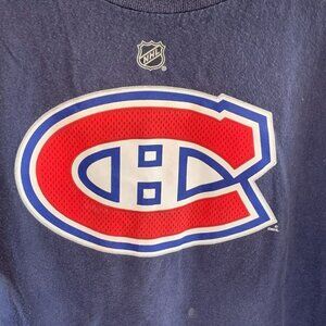 Vintage Reebok NHL Montreal Canadian #13 Cammalleri T Shirt Navy Blue Size Large